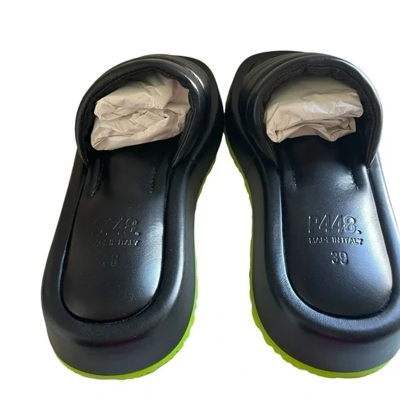 P448 Fergie Sandals Black Made in Italy NWT - Picture 6 of 15